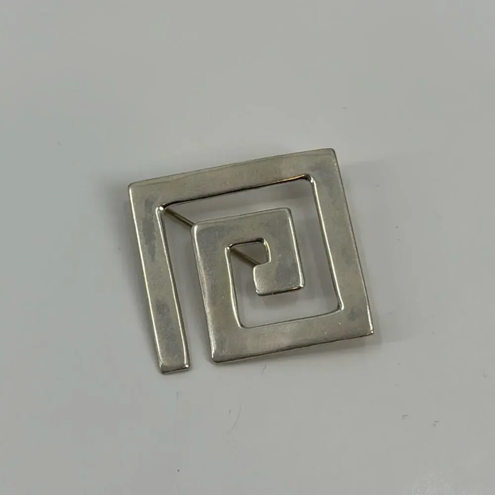 Sterling silver spiral swirl estate brooch
